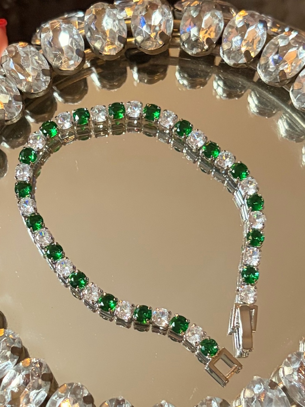 💚Elegant Green Crystal Tennis Bracelet